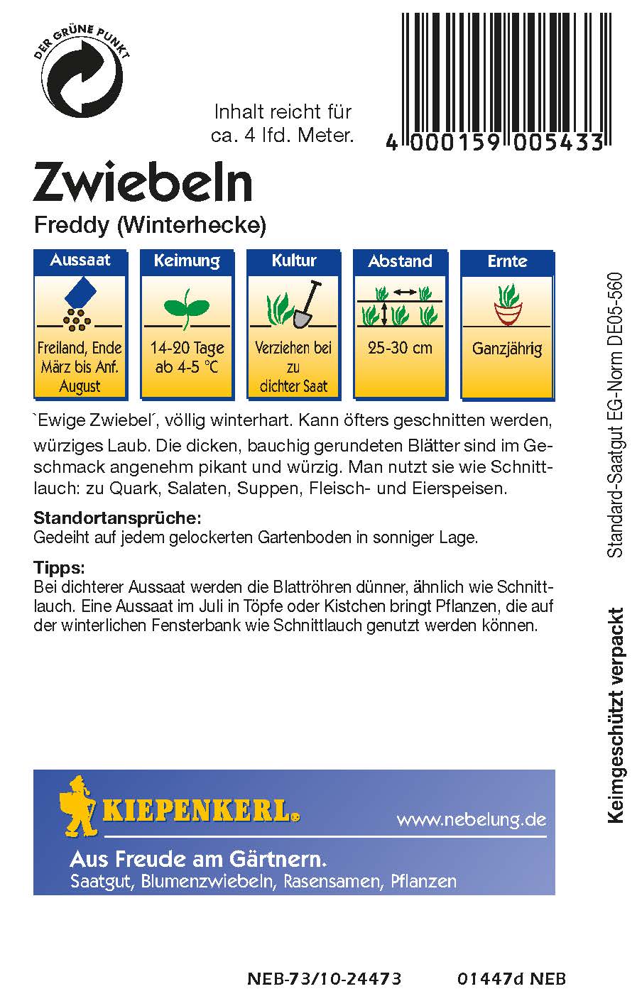 Saatgut Zwiebeln Freddy (Winterhecke)