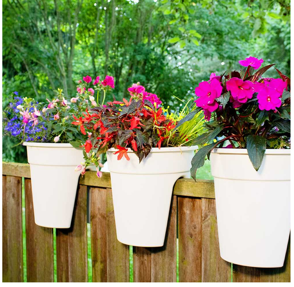 KHW Geländer Blumentopf Flowerclip 3er Set weiß