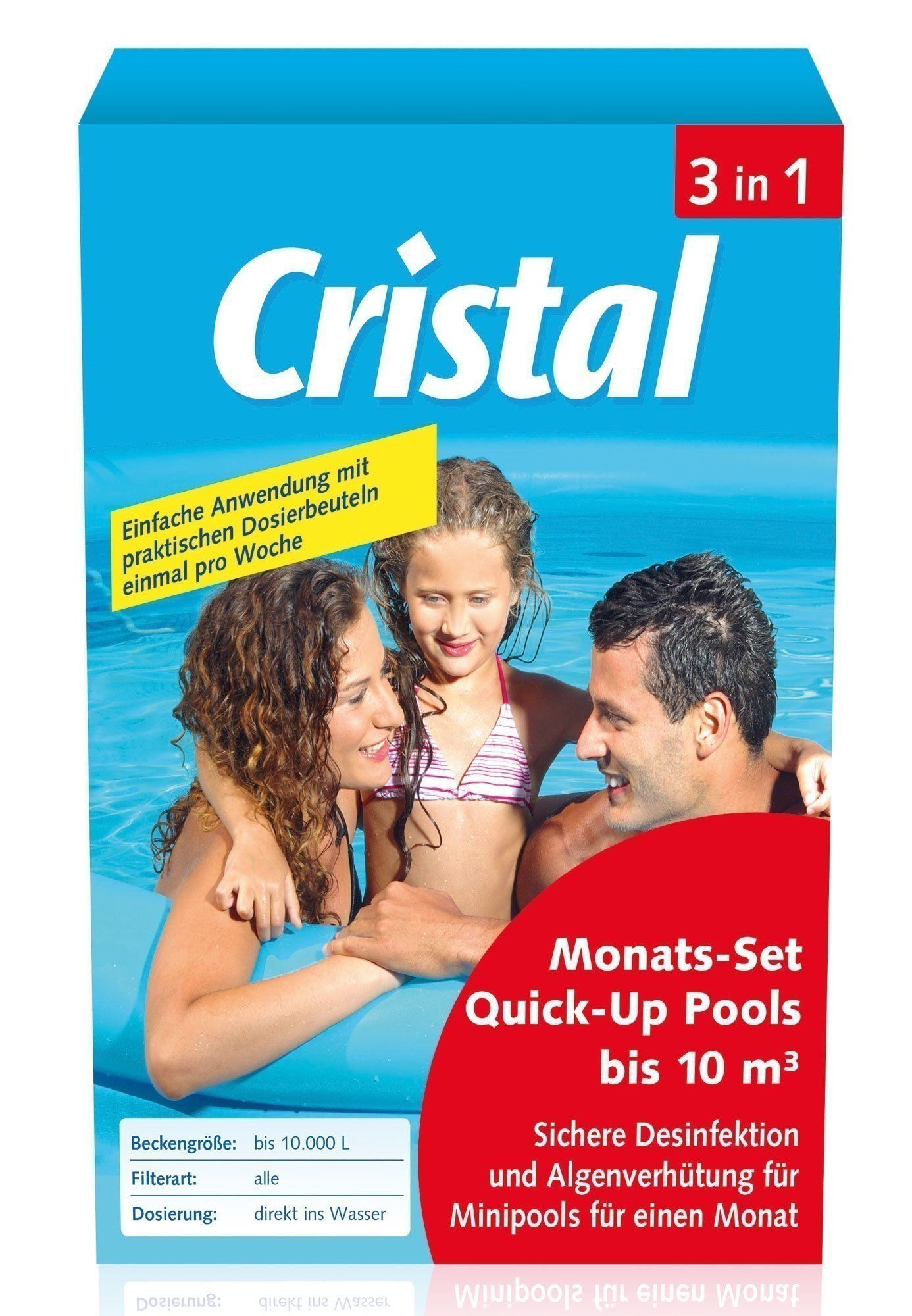 Cristal Wasserpflege Komplett Monats-Set 3in1 Quick-Up Pool 10m³ 600g
