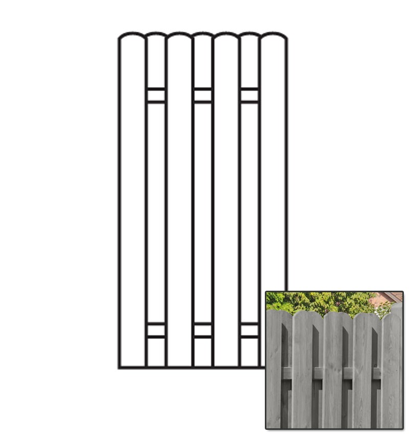 Sichtschutzzaun / Bohlenzaun-Element Holz KDI grau 90x180cm