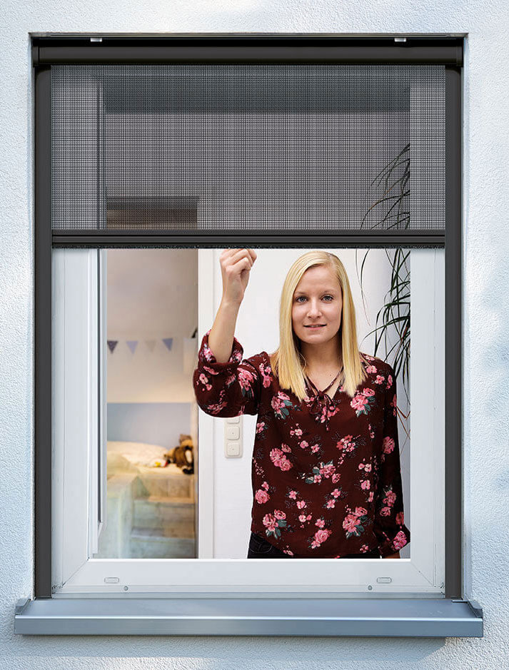 Fliegengitter Insektenschutzrollo Fenster Schellenberg 160x160cm anthr