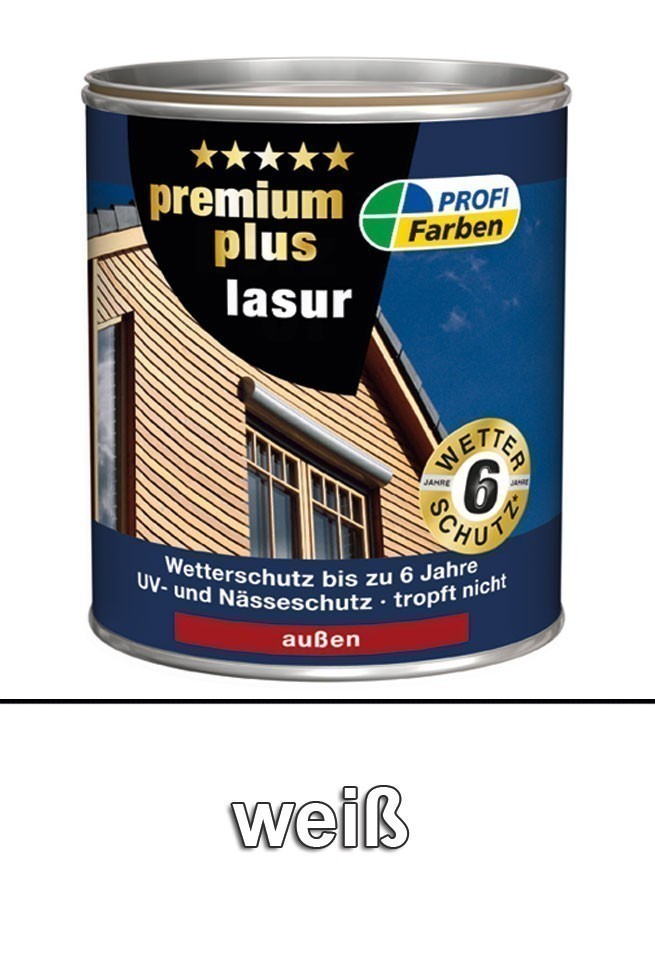 Holzlasur PROFI Premium Plus 750 ml Holzfarbe weiß 750 ml