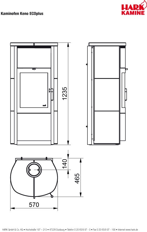 Kaminofen / Dauerbrandofen Hark Keno ECOplus meteorschw. 7kW