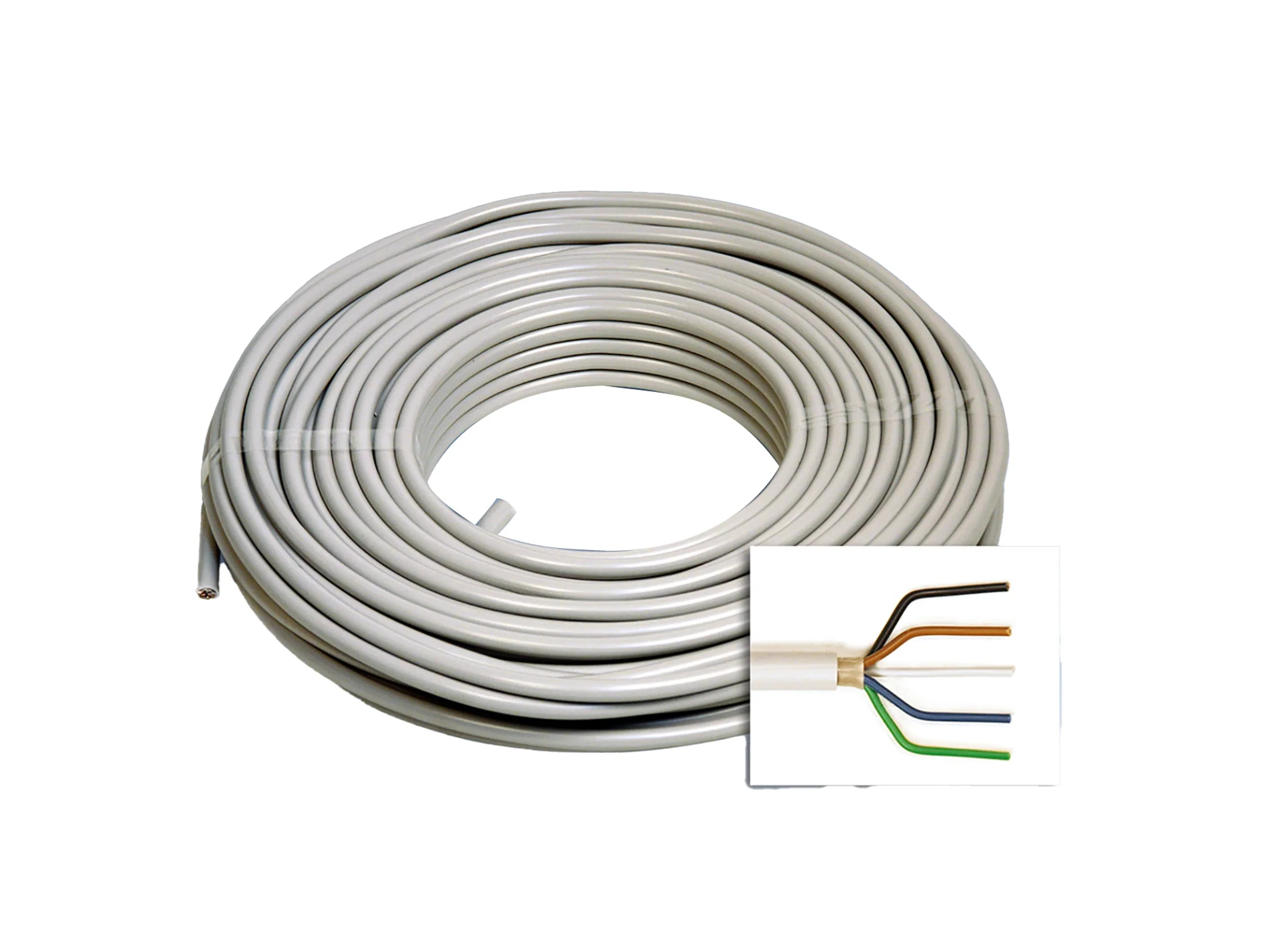Kabel NYM-J 5 x 1,5 mm² 50 m Grau