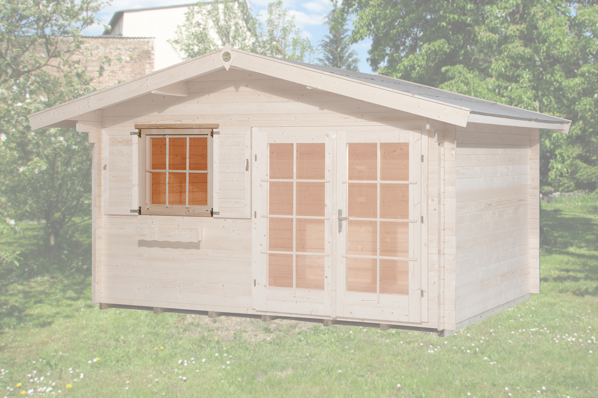 Einzelfenster für weka Gartenhaus 45 mm, 91x91 cm,