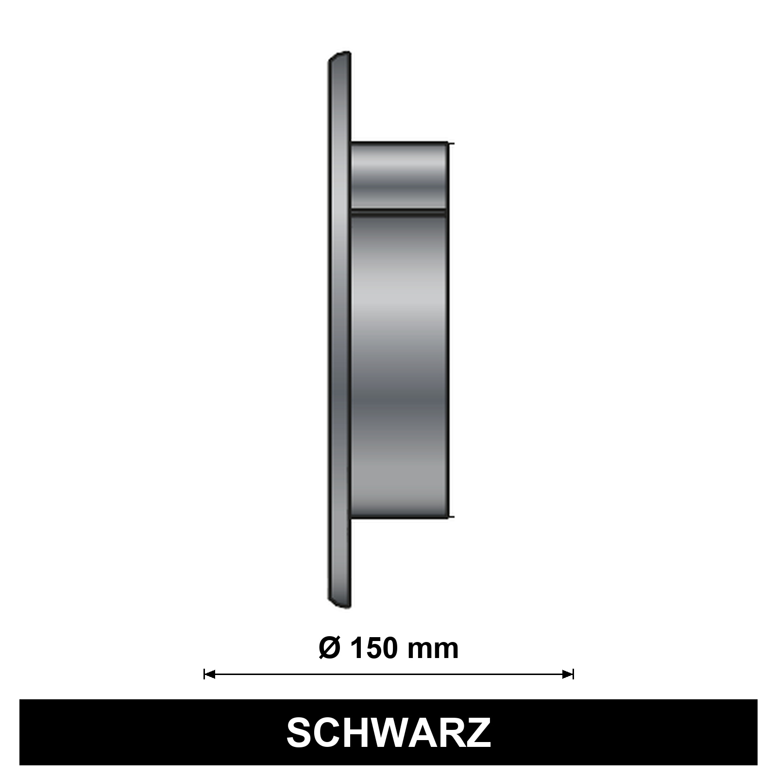EdiFire Blinddeckel für Doppelwandfutter Ø 150 mm, schwarz