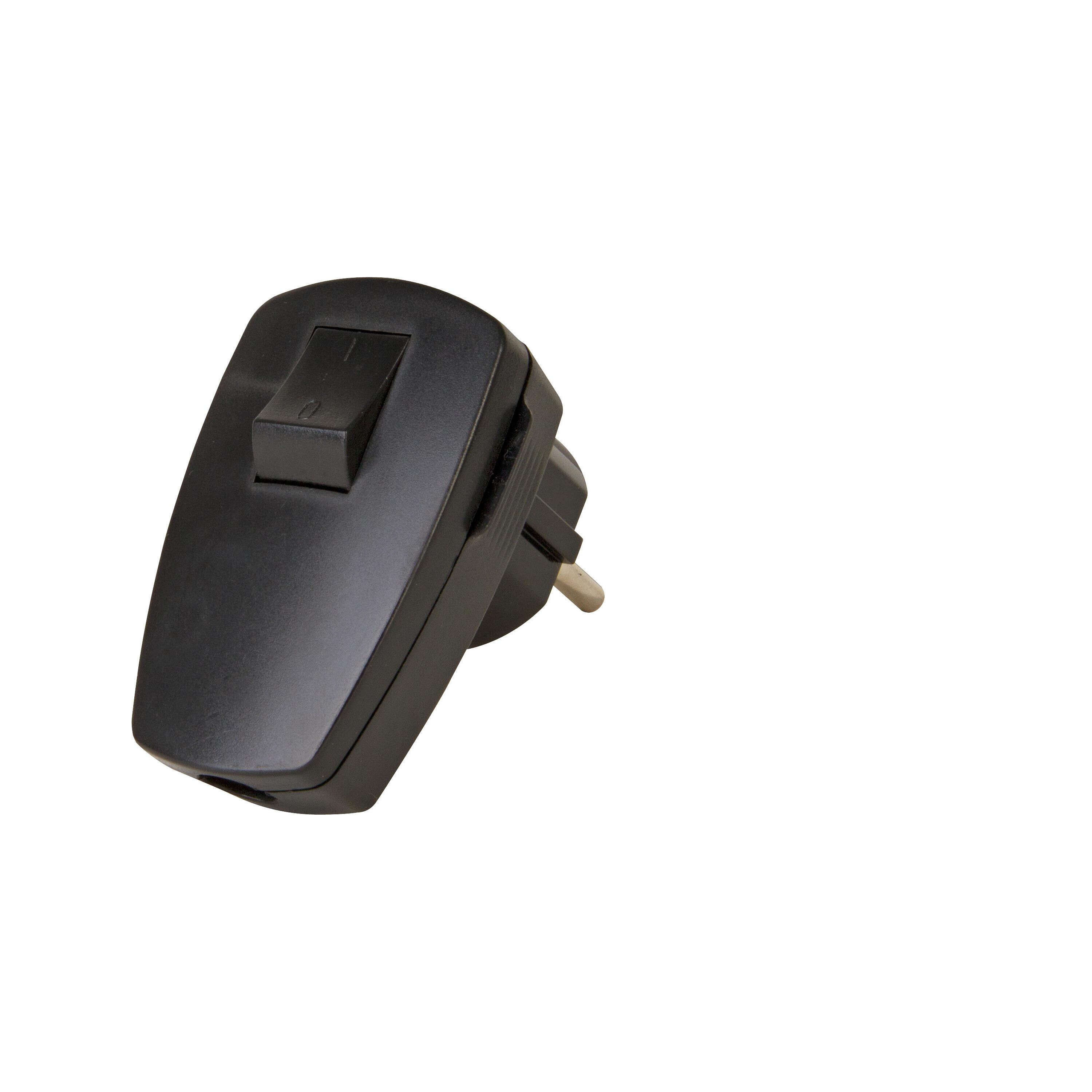 Kunststoff-Schutzkontakt-Stecker 2-polig schwarz
