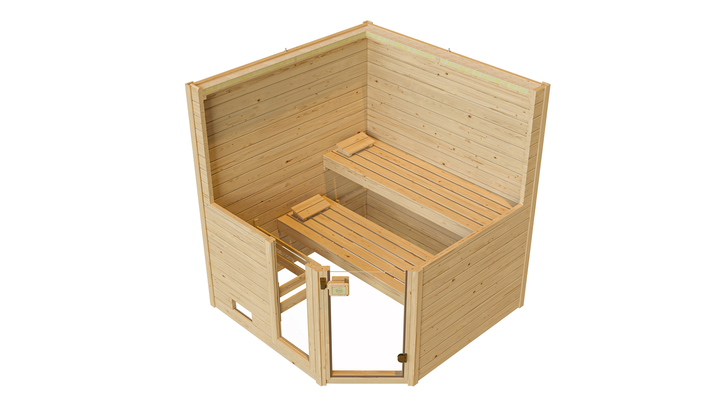 Weka Massivholzsauna  VALIDA Eck 2 Glastür