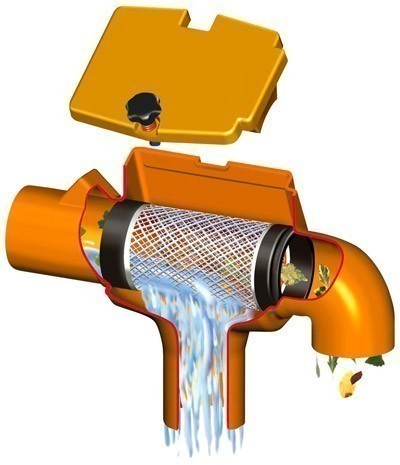 Regenwasserfilter Supra Intern mit gebogenem Abgang GARANTIA 202557