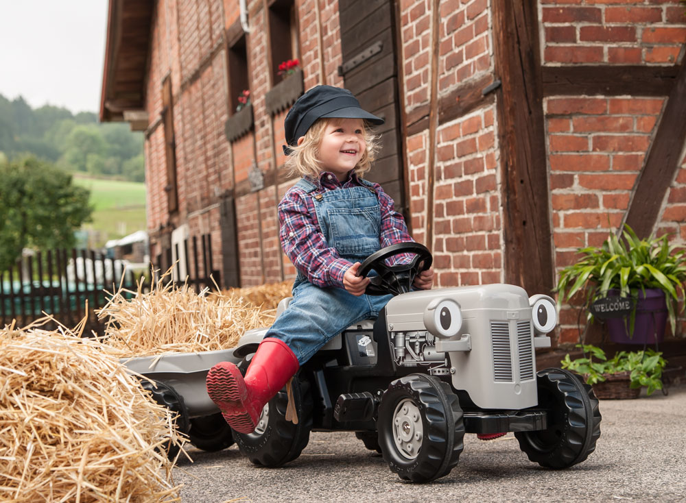 Trettraktor rolly Kid Little Grey Fergie mit Anhänger - Rolly Toys