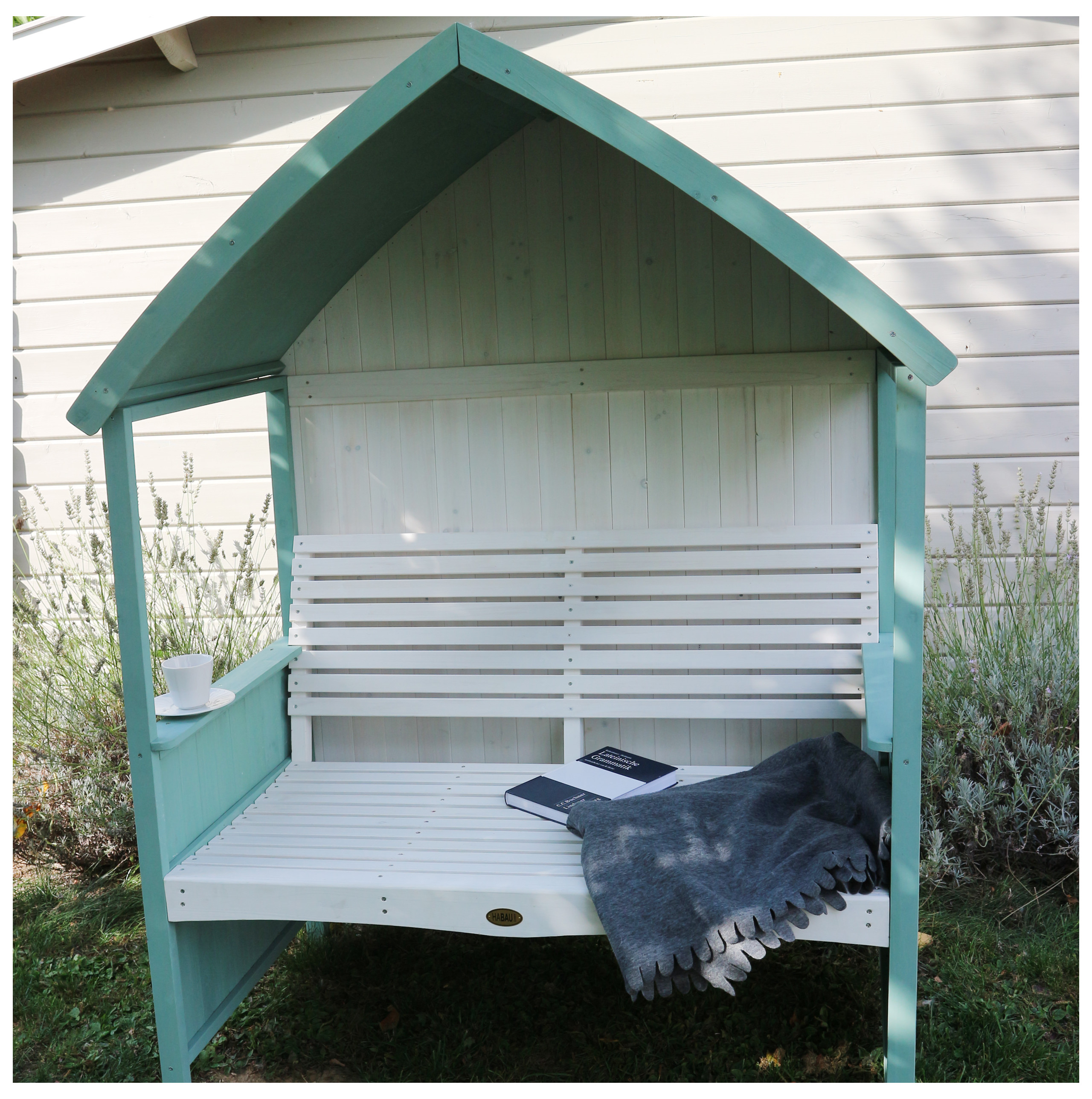 HABAU Laubenbank Gartenbank Romantik mintgrün 120x76x170cm