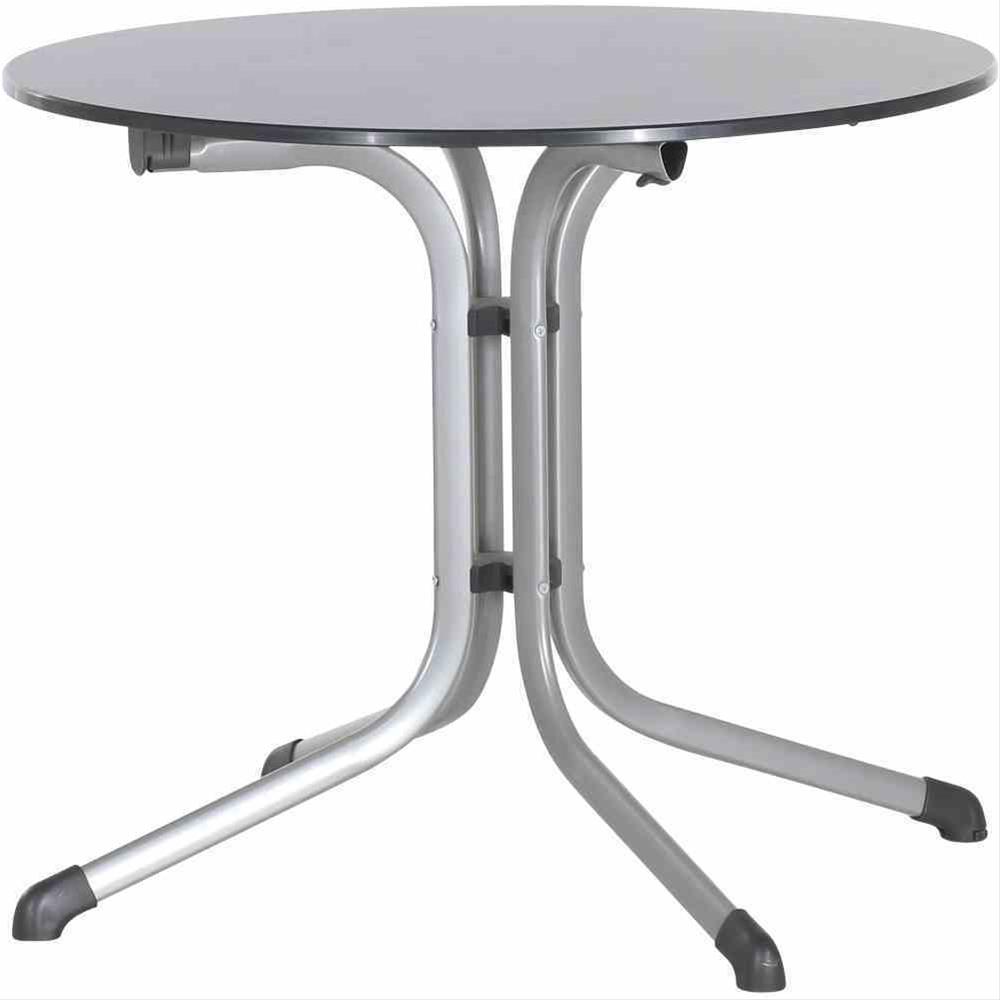 SIEGER Gartentisch / Klapptisch Ø85cm Stahl graphit/ Vivodur anthrazit