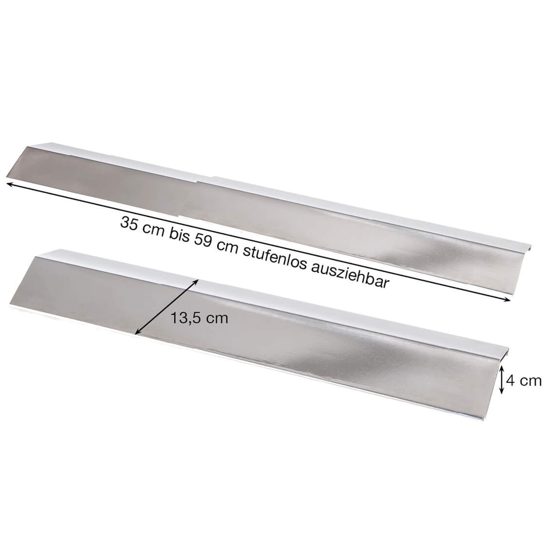 All'Grill® Edelstahl Flammblech breit variabel 35-59x13,5cm