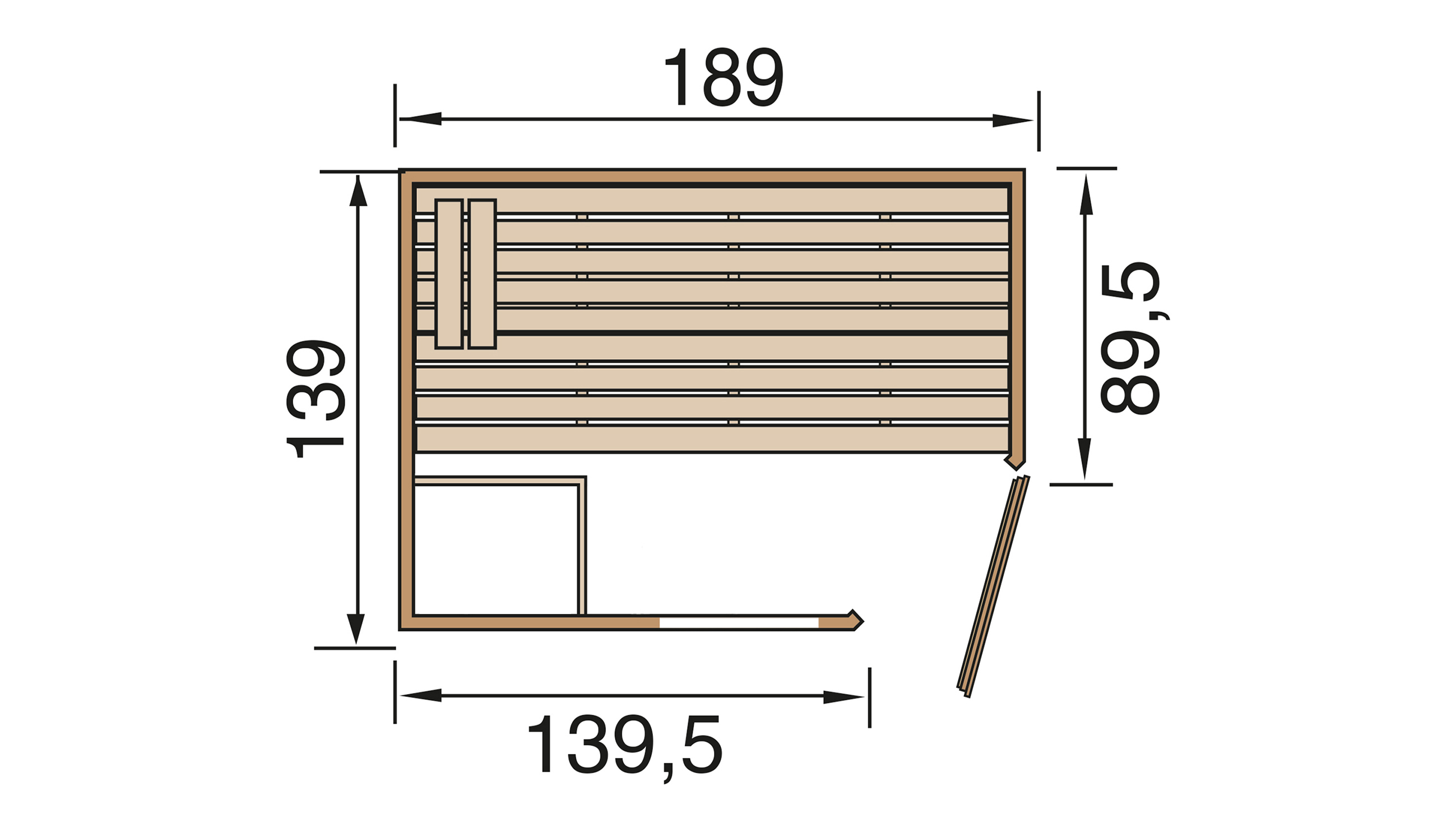 Weka Massivholzsauna VALIDA Eck 1 Glastür mit Fenster