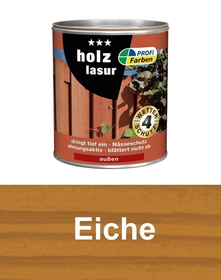 Holzlasur / Holzschutz Lasur PROFI Farben 5 L Eiche