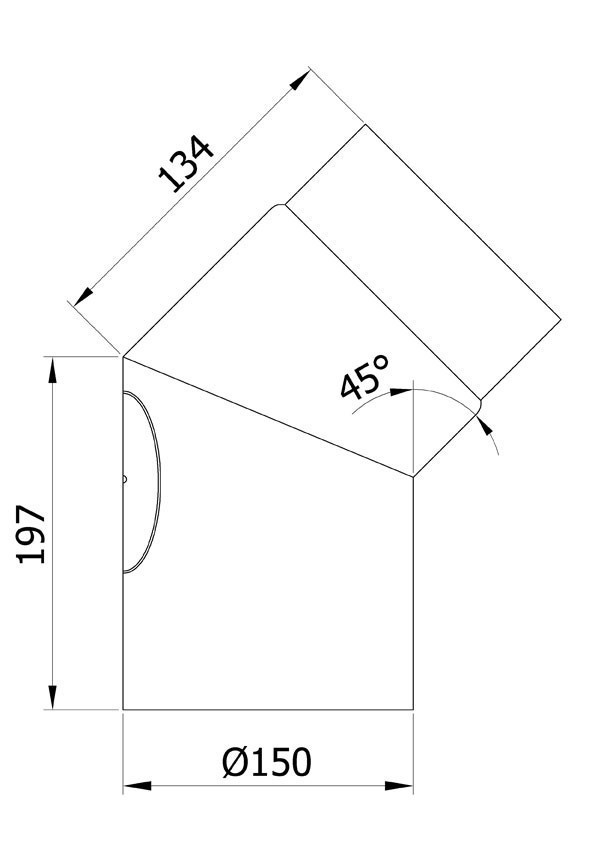 Ofenrohr / Rauchrohr Bogenknie 45° Ø150mm Senotherm grau mit Tür