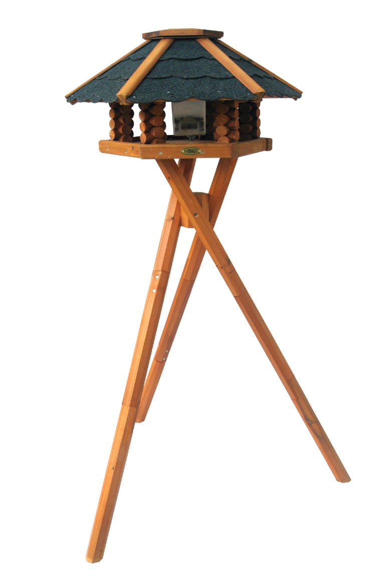 Vogelhaus / Futterhaus Habau Schweden mit Silo und Ständer Ø52x30cm
