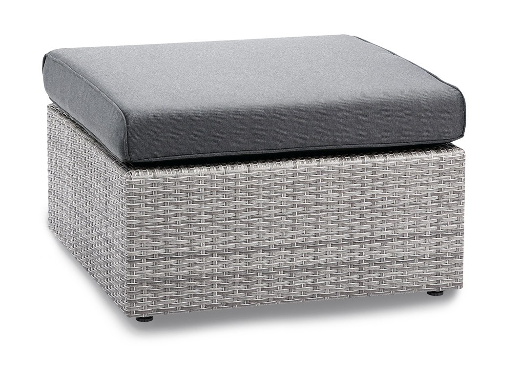 Gartenhocker / Fußteil Loungemöbel Bonaire Best Polyrattan grau