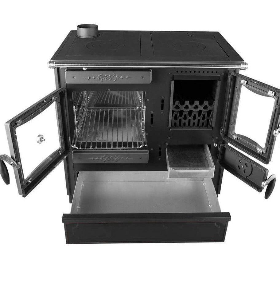 Globe-fire Holzküchenherd Alhena links schwarz 7 kW