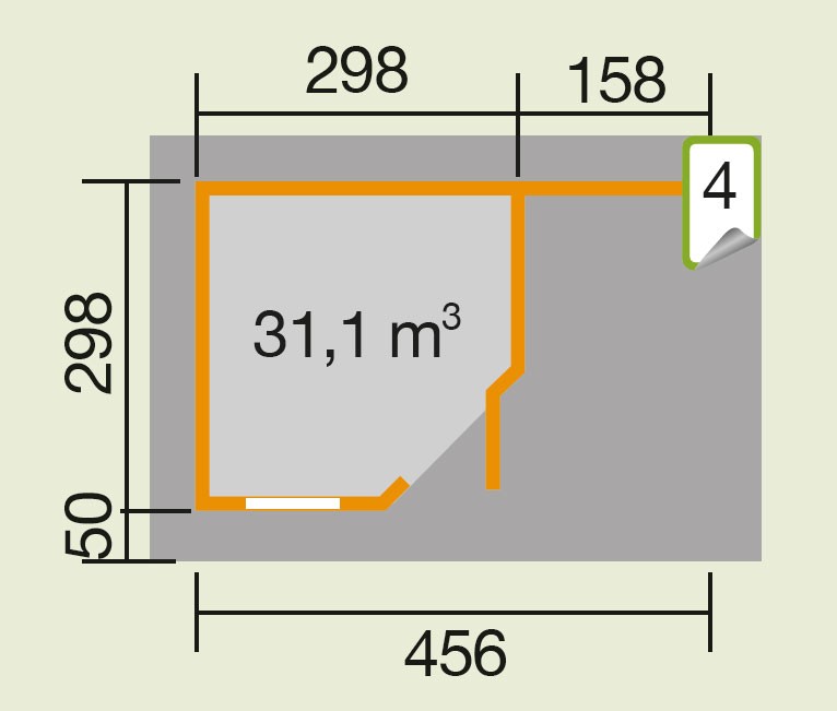 weka Designhaus 213 A Gr.2, 5-Eck, schwedenrot, 28