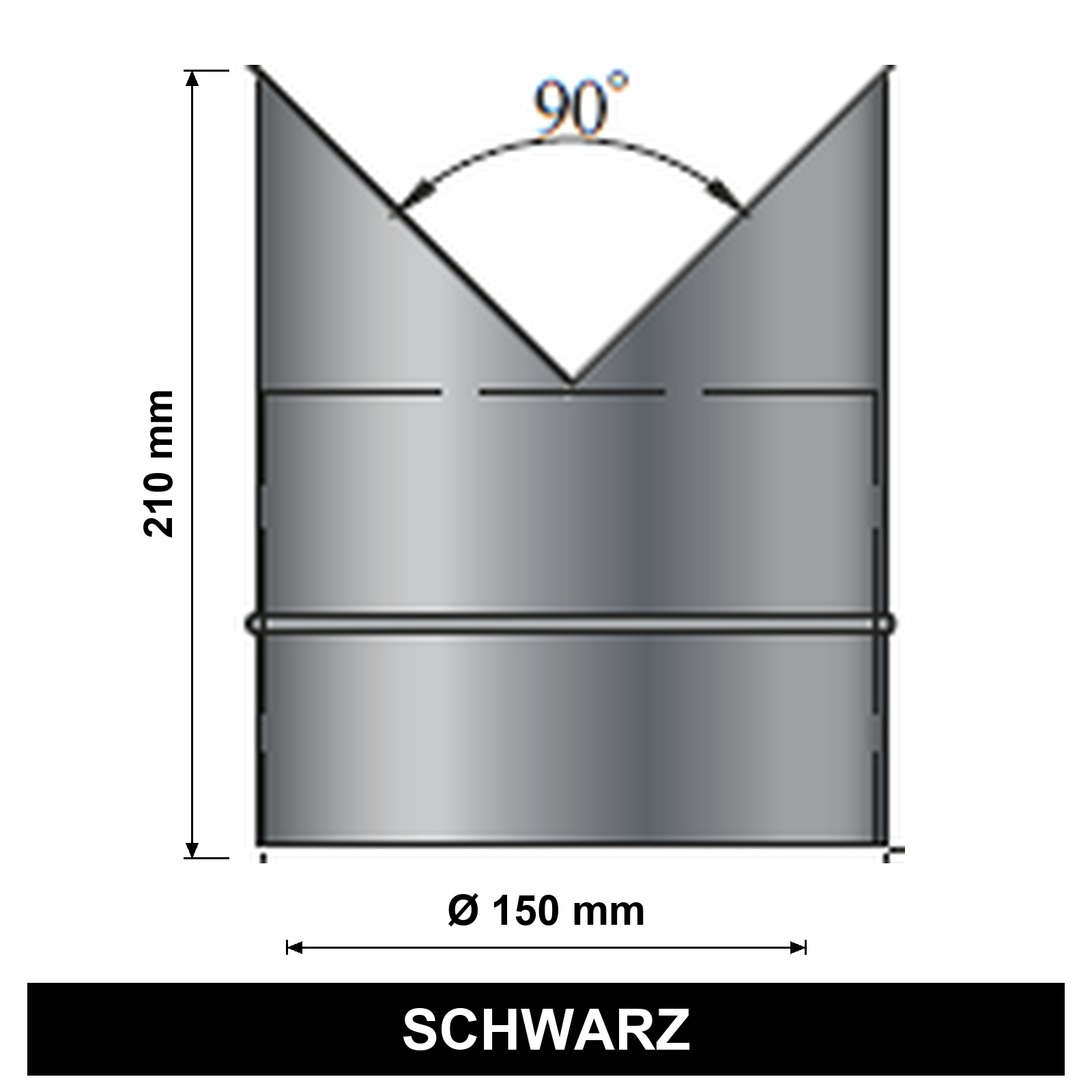 ediFire Doppelwandfutter für Innenecke Ø 150 mm, schwarz