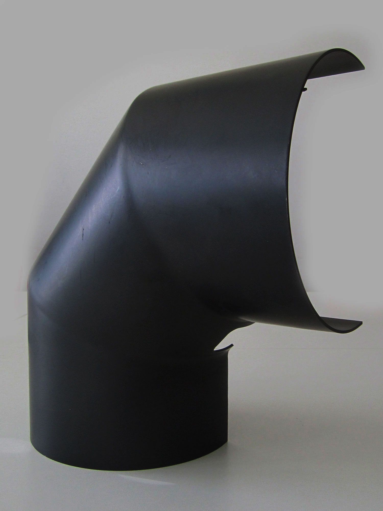 Hitzeschutz Rohrblende Winkel 90° Stahlblech schwarz Ø130mm seitlich