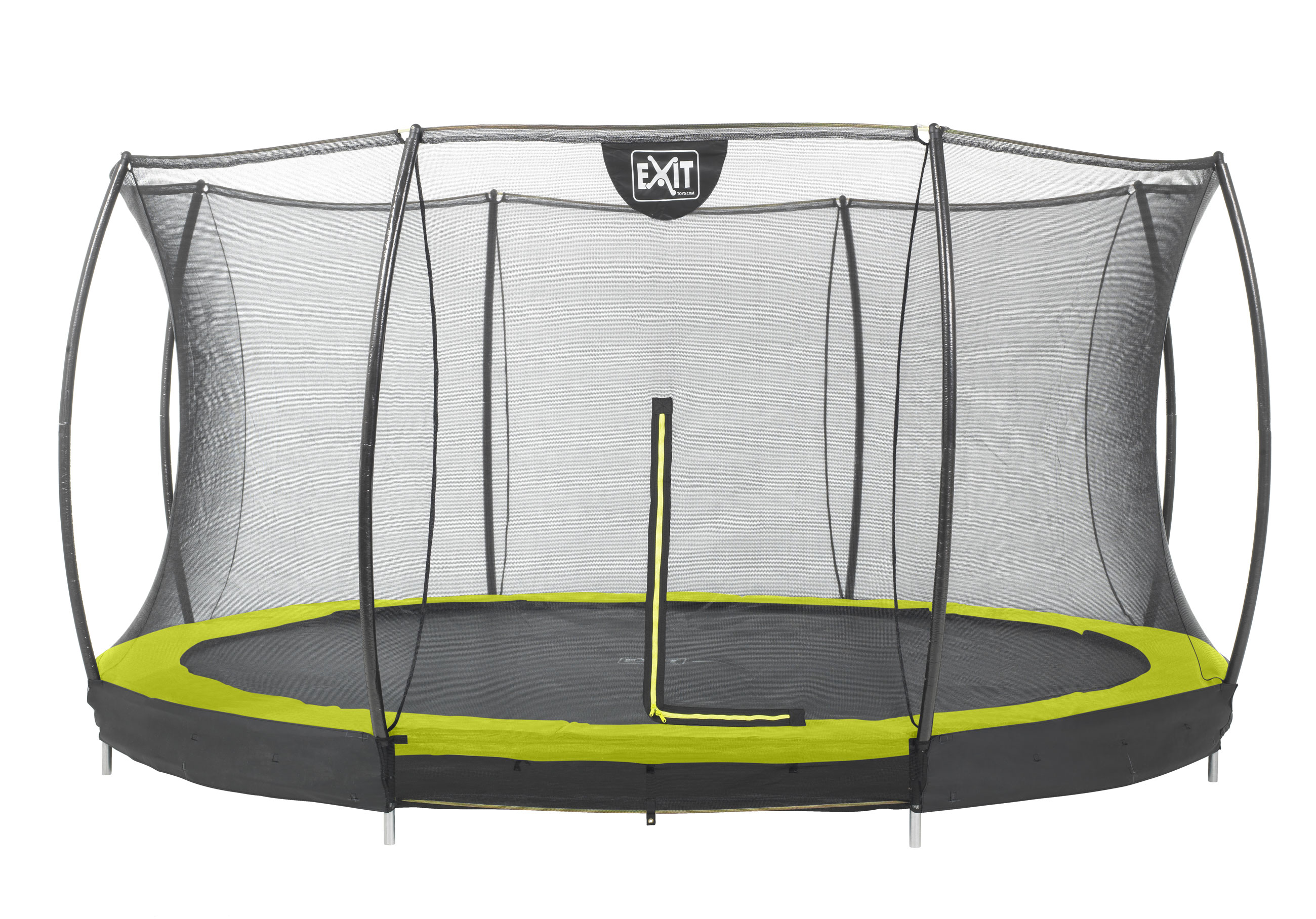 Trampolin EXIT Silhouette Ground mit Sicherheitsnetz Ø427cm Lime grün