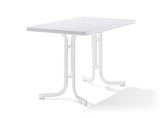 SIEGER Gartentisch Klapptisch 115x70cm Stahl Mecalit weiß
