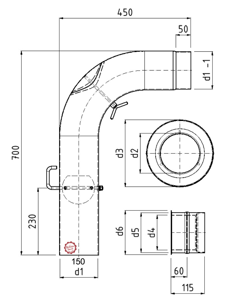 Ofenrohr / Rauchrohr - Set Fullform Ø150mm Senotherm schwarz