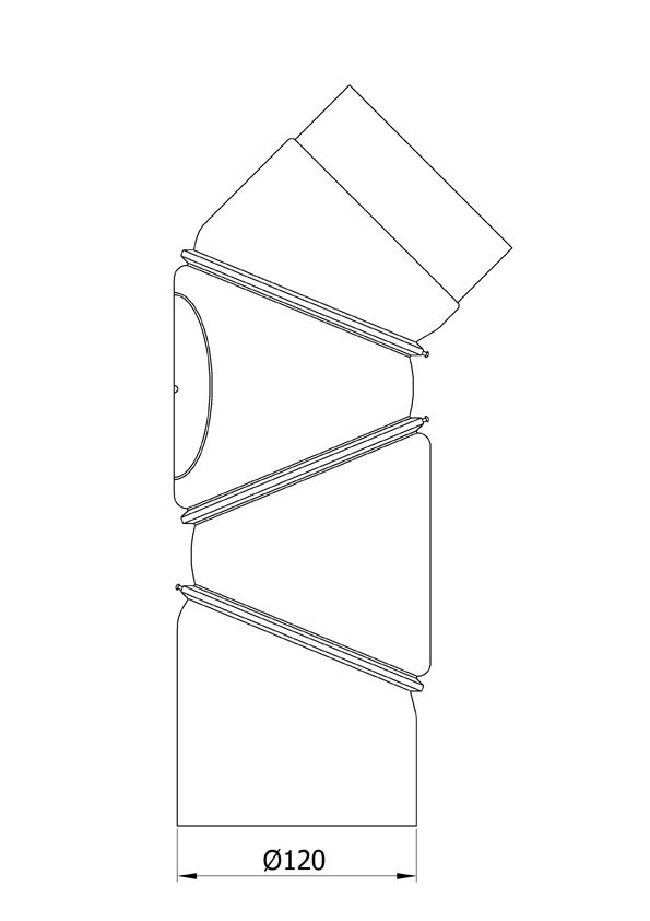 Ofenrohr Bogenknie 4tlg verstellbar 0-90° Ø120mm Stahl grau mit Tür