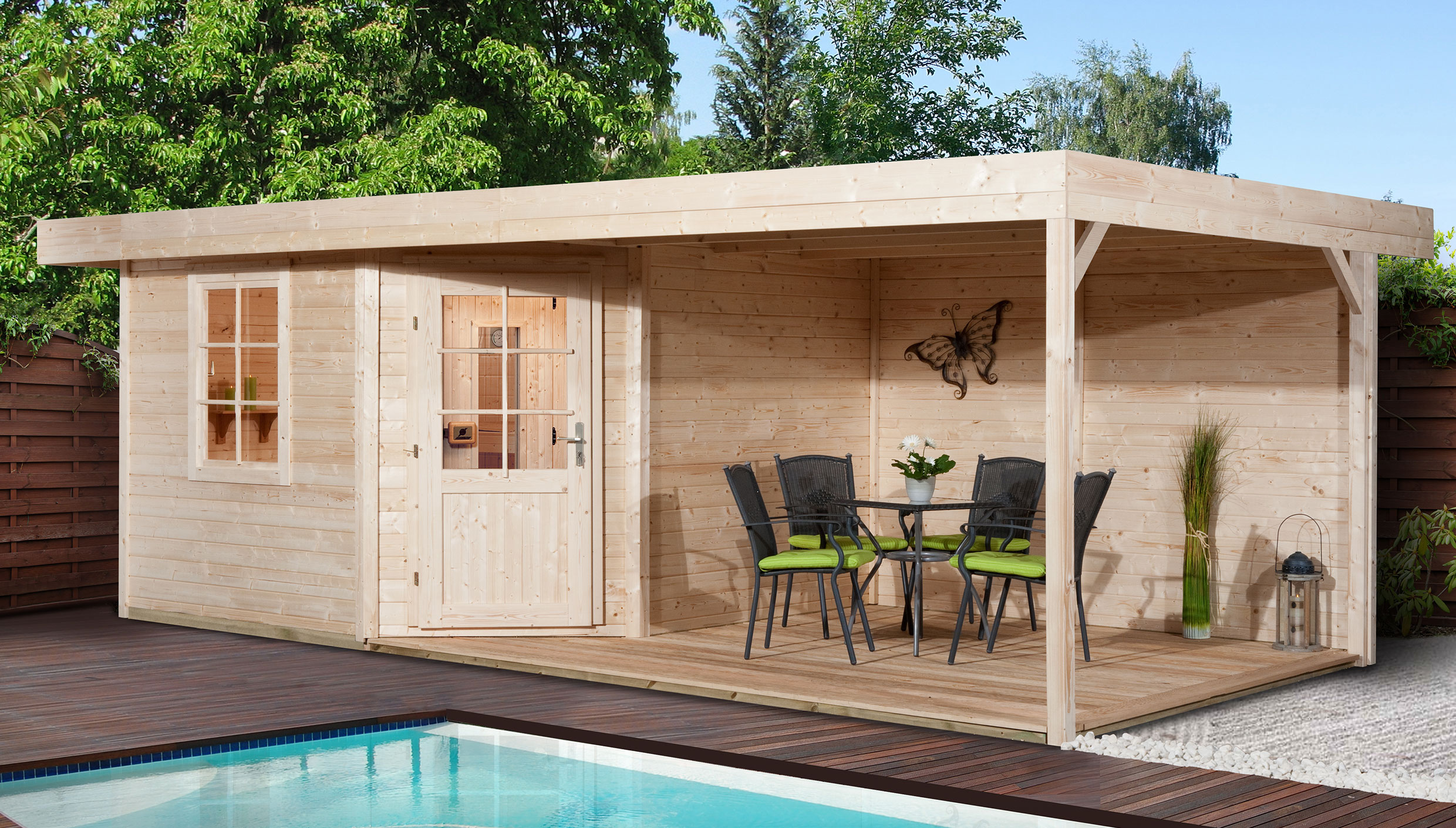 Weka Gartensauna / Saunahaus 28mm Salo 2 natur ohne Saunaofen