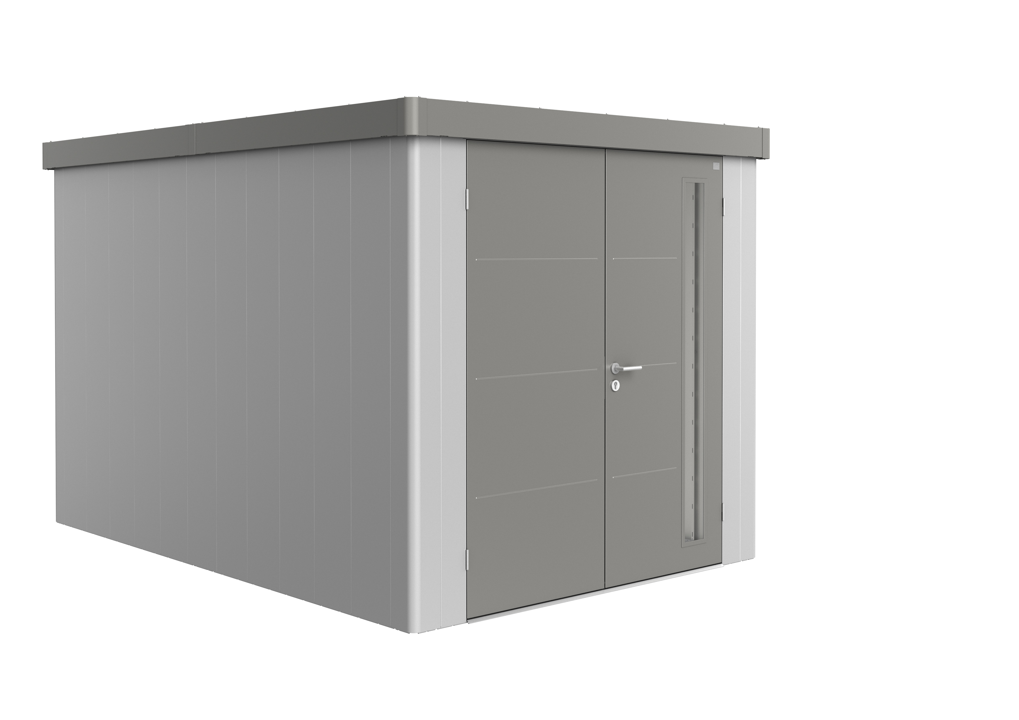 Biohort Gerätehaus Neo 4B Variante 1.2 Doppeltür silber quarzgrau