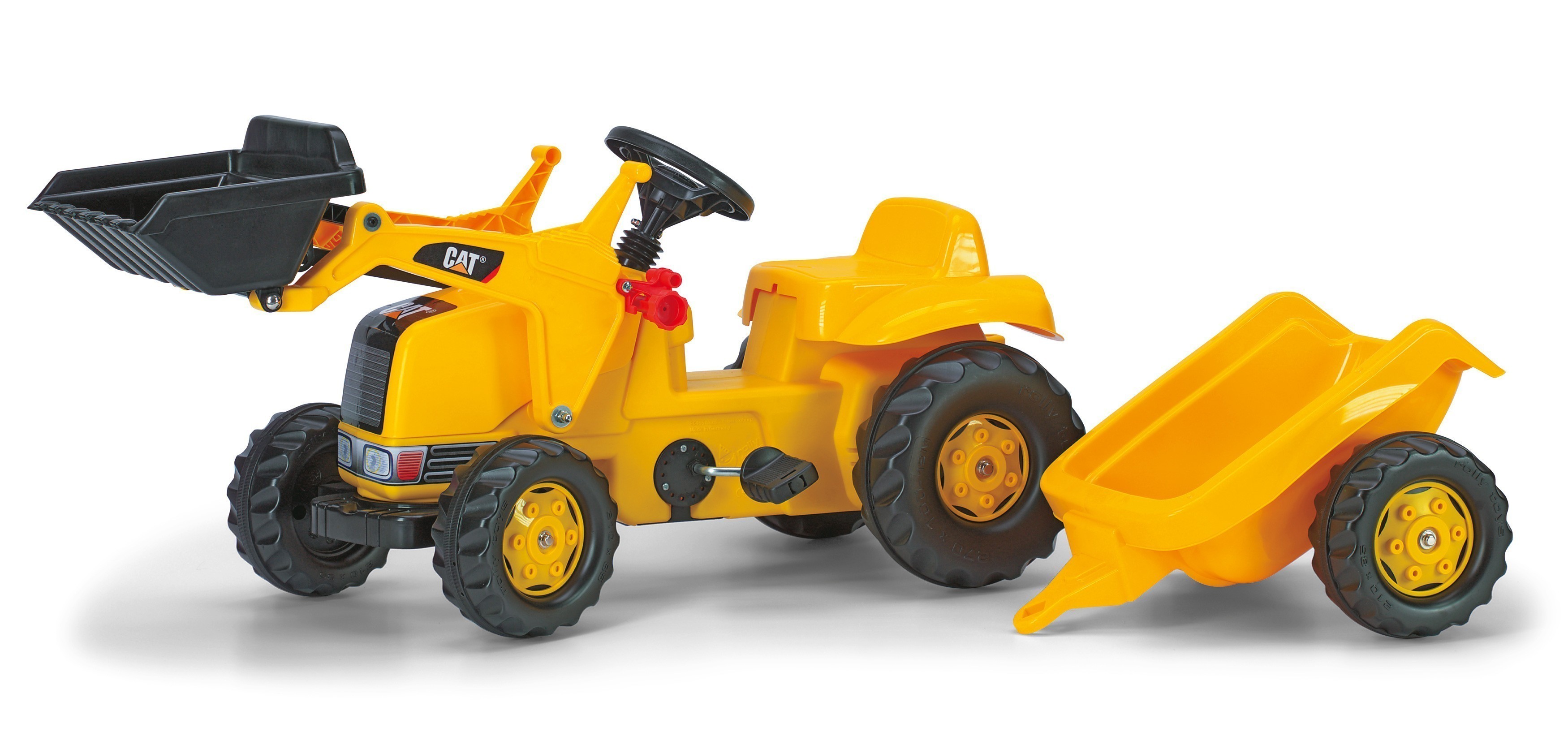 Trettraktor rolly Kid CAT mit Frontlader + Anhänger - Rolly Toys