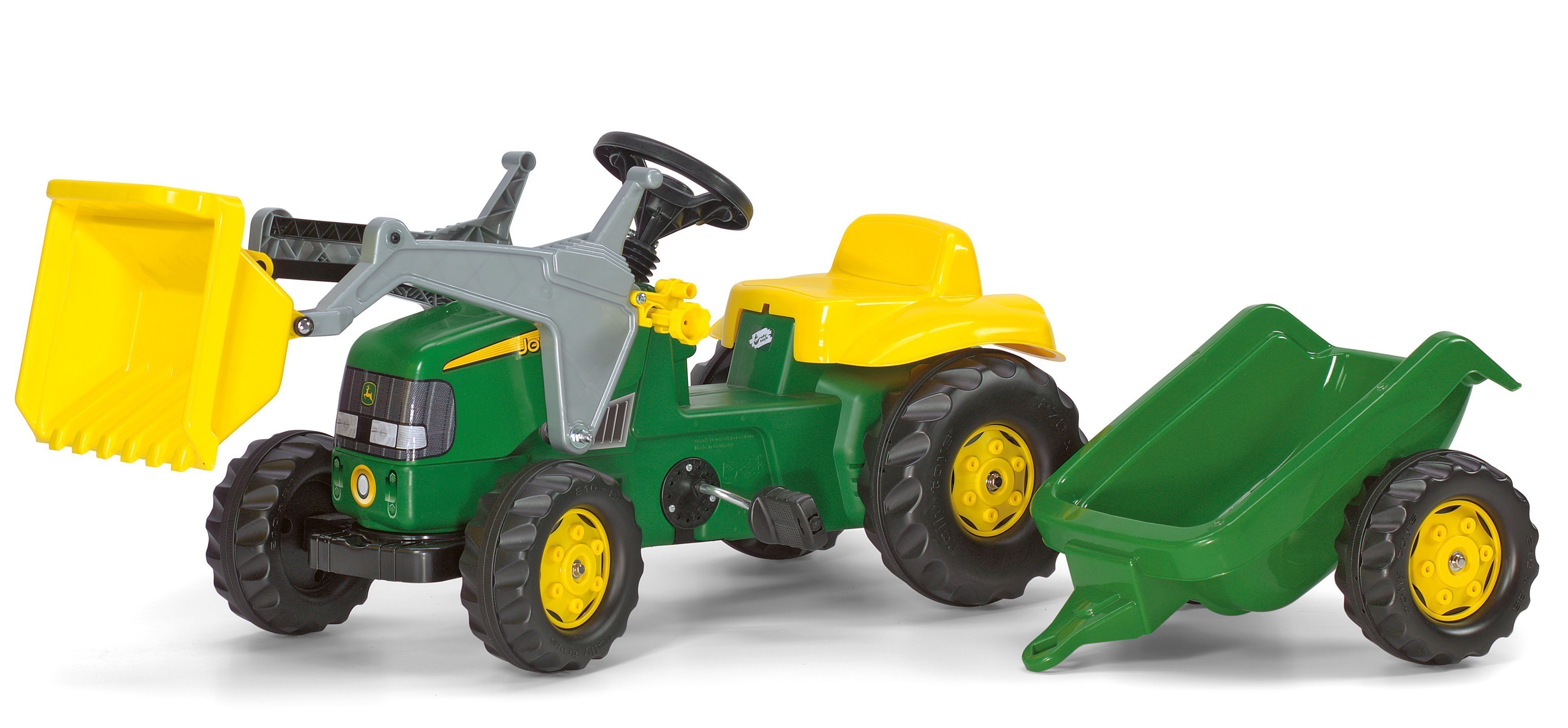 Trettraktor rolly Kid John Deere mit Frontlader +Anhänger - Rolly Toys