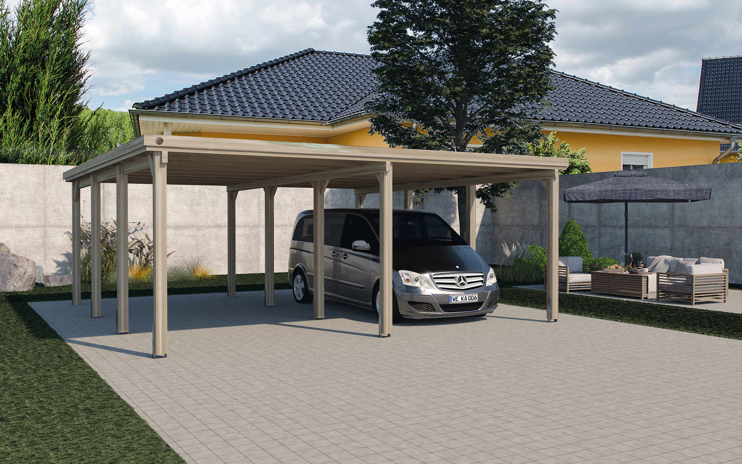 weka Flachdach-Doppelcarport 618 Gr.2 ohne Dachein