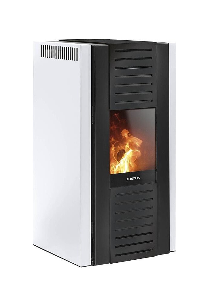 Pelletofen Justus Sirkos Aqua 2.0 wasserführend Seidenweiß 9,4kW