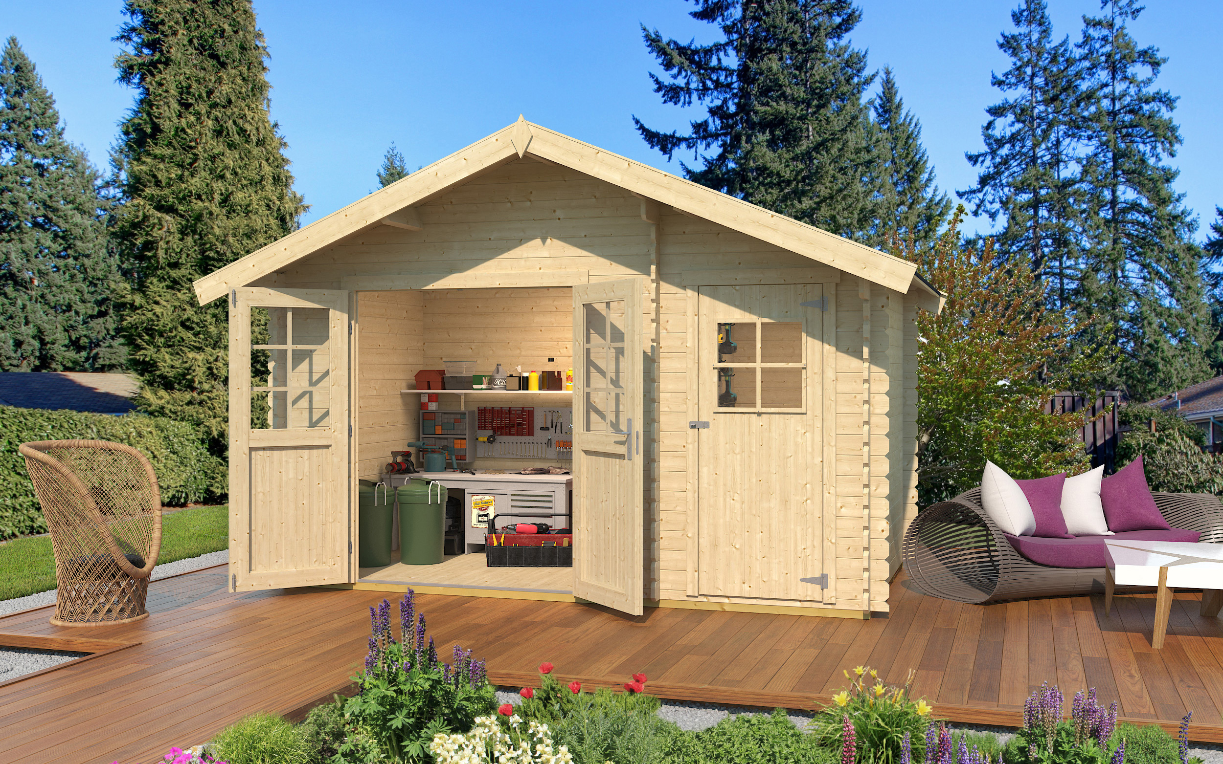 weka Gartenhaus 253 Gr.1, 28 mm, DT, Nebenraum ET