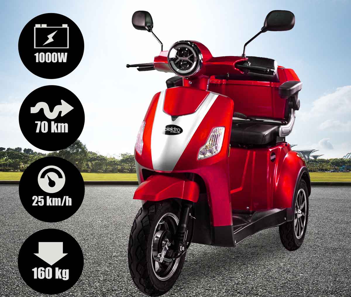 Rolektro Seniorenmobil 1000/30 Elektromobil / Trike rot
