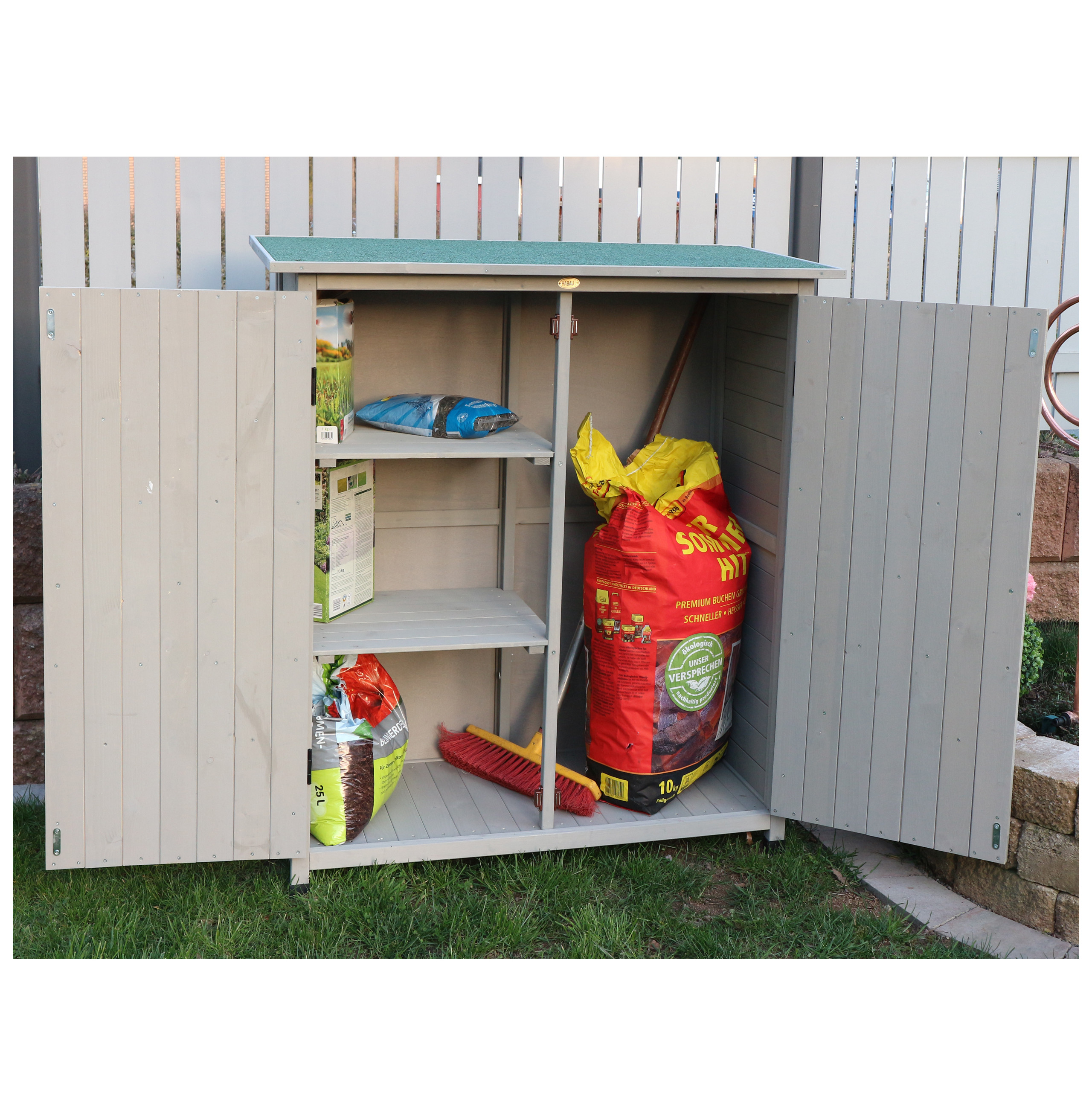 HABAU Gartenschrank Flora grau 110x55x117cm