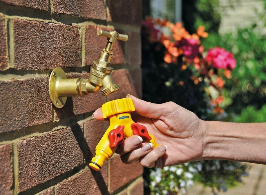 Hozelock Wasserhahnanschluss Duo passend zu Gardena 1/2 + 3/4 Zoll