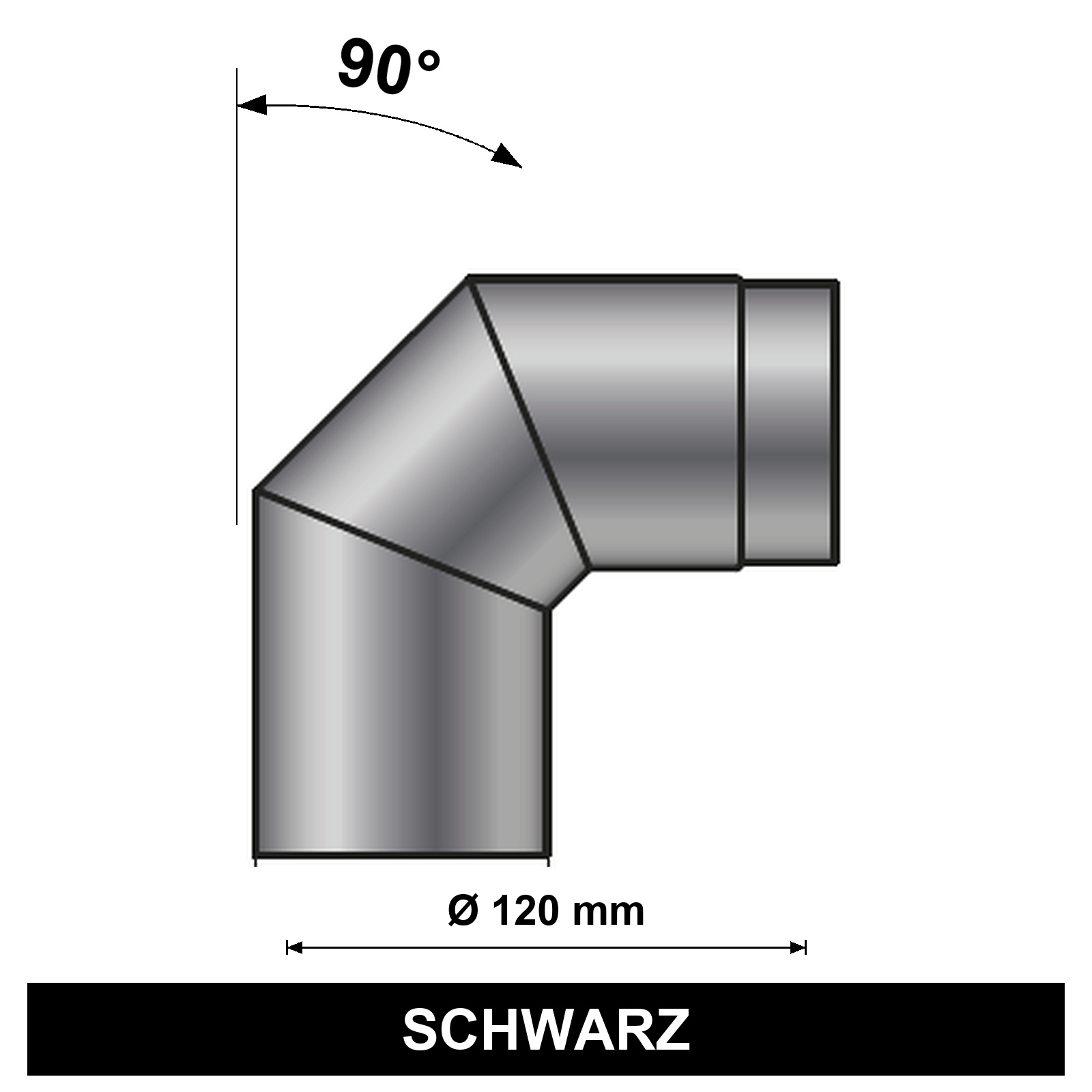 ediFire Bogen 90° Ø 120 mm, schwarz
