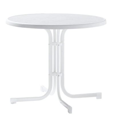 SIEGER Gartentisch / Klapptisch Ø86cm Stahl weiß / Mecalit weiß