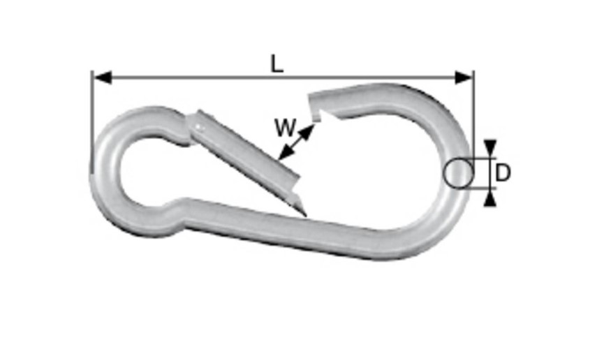 Edelstahl-Karabinerhaken A2 – 6 mm x 60 mm (2 Stück)