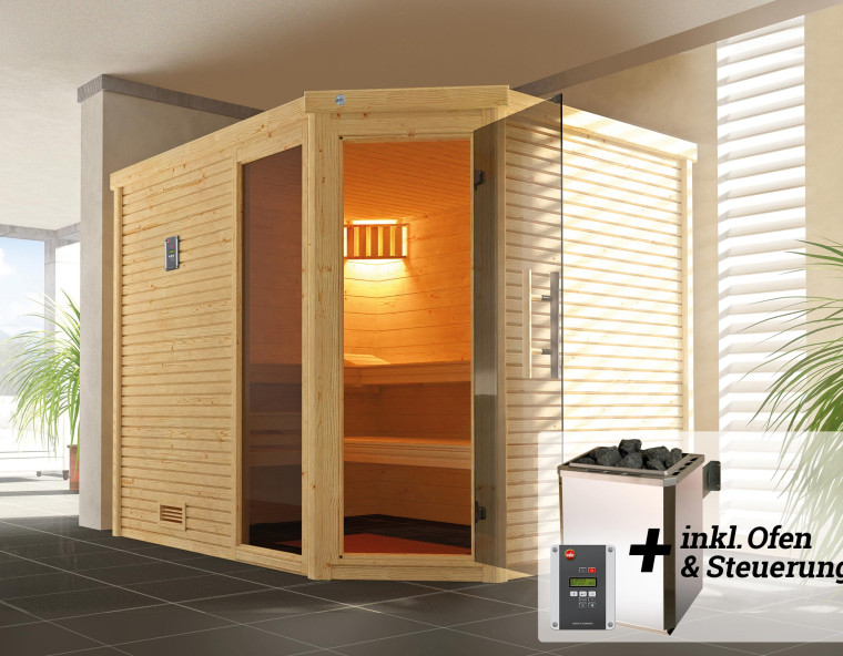 Weka Sauna CUBILIS 7,5 kW BioS Gr.3 Glastür mit Fenster