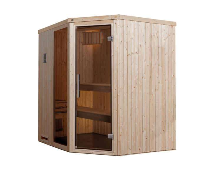 Weka Sauna Varberg 7,5kWBioS Gr.2 Glastür mit Fenster graphit Optik