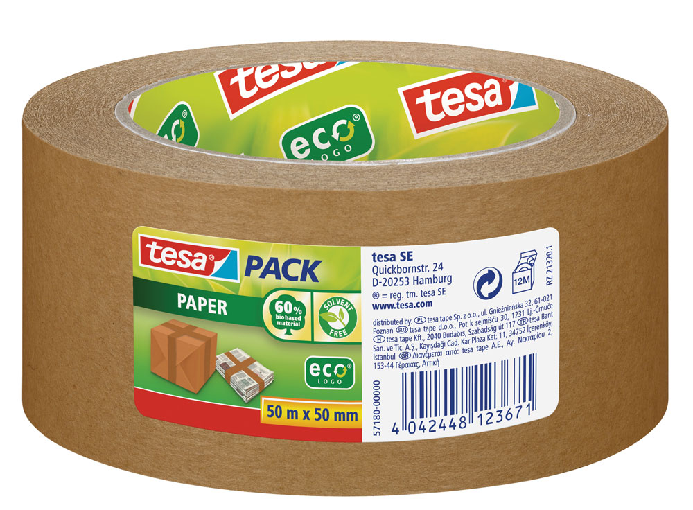 tesapack® Paper ecoLogo Verpackungsklebeband 50 m x  50 mm