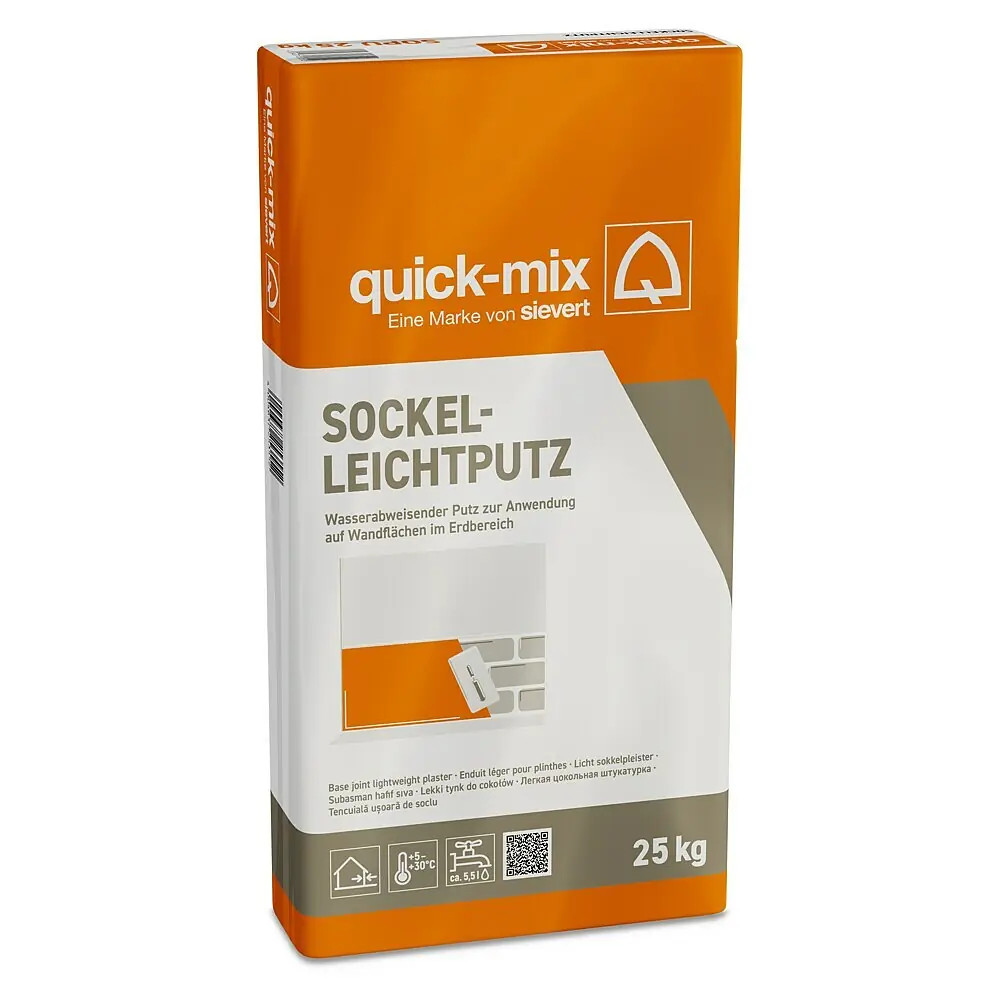 Quick-Mix Sockelputz Leicht – wasserabweisender Putz für Sockelbereich