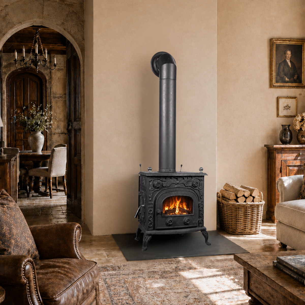 Globe Fire Eros I Kaminofen raumluftunabhängig schwarz 7,7 kW
