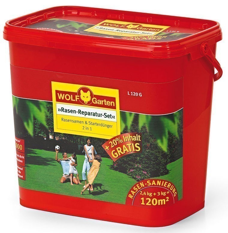 Wolf Garten Rasen Reparatur-Set Saatgut + Dünger L 120 G für 120 m²