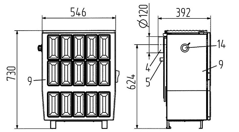 Wamsler Kohleofen KS 109-6 braun 6 kW